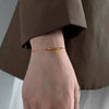 Women's Highrise Bamboo Ball Chain Titanium Steel Bracelet With Gold Inlaid Geometric Design