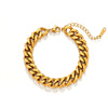 Women's Hip Hop Fashion Stainless Steel Geometric Cuban Chain Bracelet With Electroplating