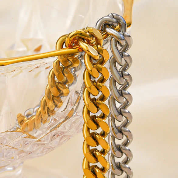 Women's Hip Hop Fashion Stainless Steel Geometric Cuban Chain Bracelet With Electroplating