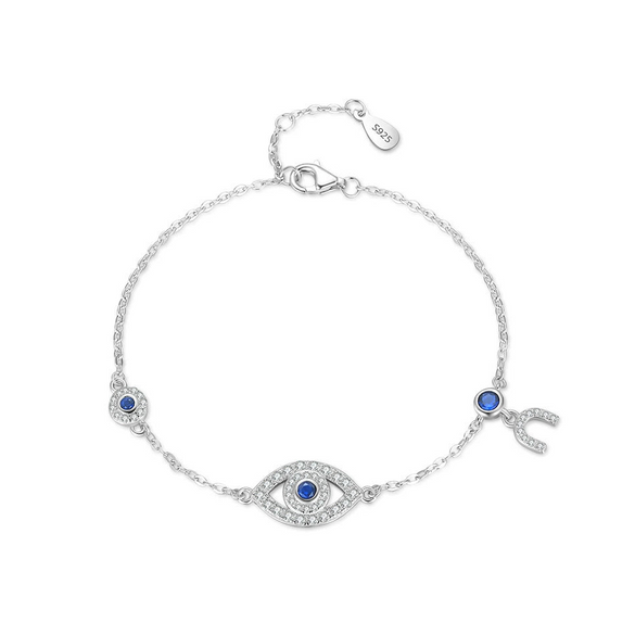 Women's Hip Hop Style S925 Sterling Silver U Shape Bracelet With Diamond Treatment