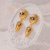 Women's Hip Hop Trendy Titanium Steel 18K Gold Plated Geometric Devil's Eye Tassel Earrings With Electroplating