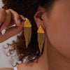 Women's Hip Hop Trendy Titanium Steel 18K Gold Plated Geometric Devil's Eye Tassel Earrings With Electroplating