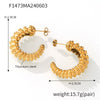 Women's Hiphop Geometric 316L Stainless Steel Goldplated Cshaped Bead Stitching Multilayer Earrings