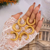 Women's Hiphop Geometric 316L Stainless Steel Goldplated Cshaped Bead Stitching Multilayer Earrings
