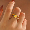 Women's Hiphop Retro Style Heartshaped Titanium Steel And Stainless Steel Ring With Electroplating
