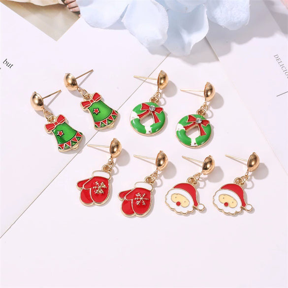 Women's Holiday Cartoon Earrings With Christmas Tree Snowflake Pumpkin And Rainbow Motifs Electroplated Zinc Alloy Celebration Jewelry