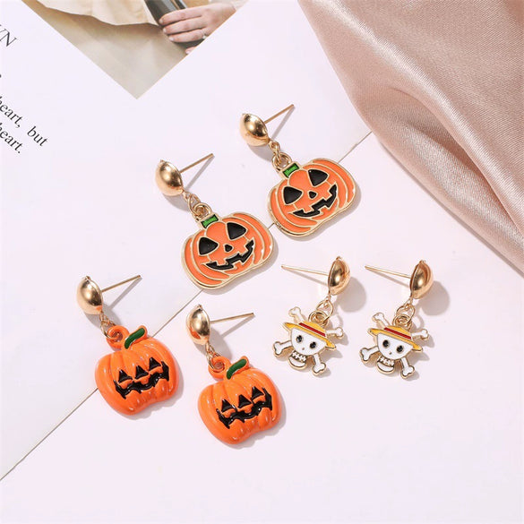 Women's Holiday Cartoon Earrings With Christmas Tree Snowflake Pumpkin And Rainbow Motifs Electroplated Zinc Alloy Celebration Jewelry