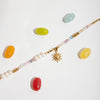 Women's Holiday Style Freshwater Pearl And Colorful Natural Stone Sun Pendant Necklace Stainless Steel Beaded Jewelry Electroplated O Chain