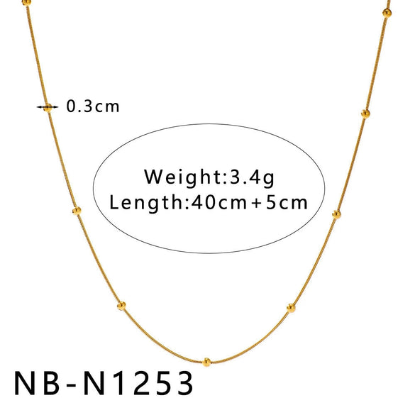 Women's Hollow Ball Chain Multilayer Summer Clavicle Chain Stainless Steel Necklace With Leaf Rhombus Star Geometric Pattern Furnace Vacuum Plating 18K
