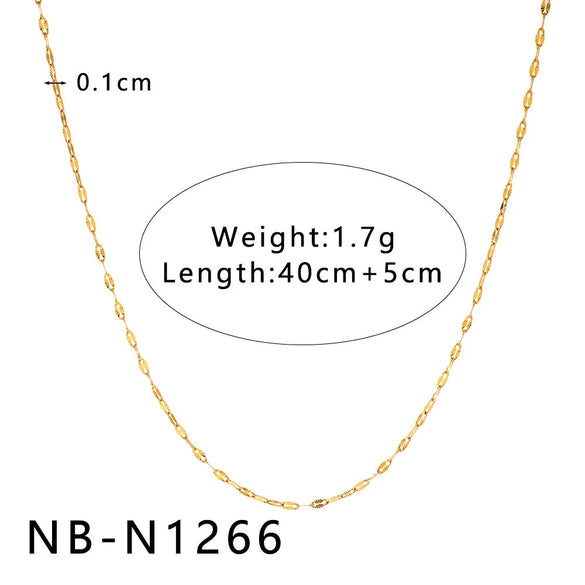 Women's Hollow Ball Chain Multilayer Summer Clavicle Chain Stainless Steel Necklace With Leaf Rhombus Star Geometric Pattern Furnace Vacuum Plating 18K
