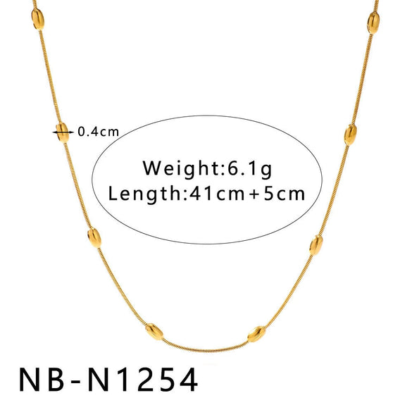 Women's Hollow Ball Chain Multilayer Summer Clavicle Chain Stainless Steel Necklace With Leaf Rhombus Star Geometric Pattern Furnace Vacuum Plating 18K