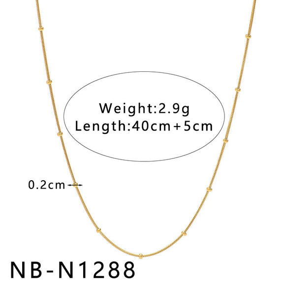 Women's Hollow Ball Chain Multilayer Summer Clavicle Chain Stainless Steel Necklace With Leaf Rhombus Star Geometric Pattern Furnace Vacuum Plating 18K