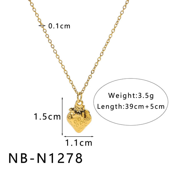 Women's Hollow Ball Chain Multilayer Summer Clavicle Chain Stainless Steel Necklace With Leaf Rhombus Star Geometric Pattern Furnace Vacuum Plating 18K