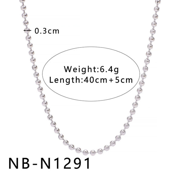 Women's Hollow Ball Chain Multilayer Summer Clavicle Chain Stainless Steel Necklace With Leaf Rhombus Star Geometric Pattern Furnace Vacuum Plating 18K