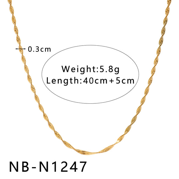 Women's Hollow Ball Chain Multilayer Summer Clavicle Chain Stainless Steel Necklace With Leaf Rhombus Star Geometric Pattern Furnace Vacuum Plating 18K