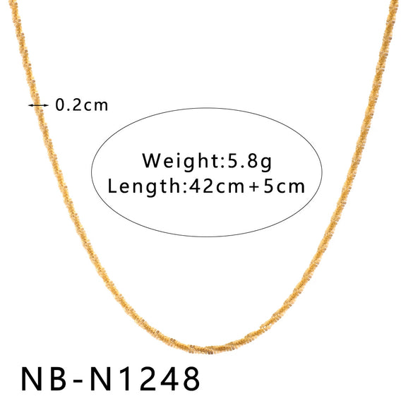 Women's Hollow Ball Chain Multilayer Summer Clavicle Chain Stainless Steel Necklace With Leaf Rhombus Star Geometric Pattern Furnace Vacuum Plating 18K