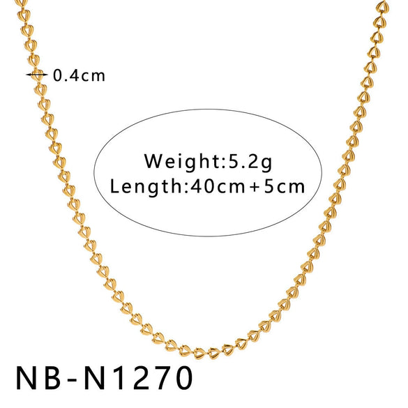 Women's Hollow Ball Chain Multilayer Summer Clavicle Chain Stainless Steel Necklace With Leaf Rhombus Star Geometric Pattern Furnace Vacuum Plating 18K
