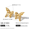 Women's Hollow Butterfly Geometric Stainless Steel Earrings With 18K Vacuum Plating And Zircon Rhinestone Accents
