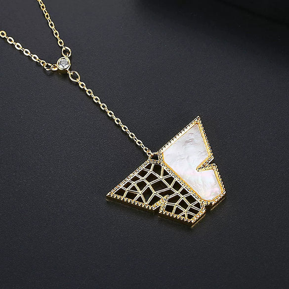 Women's Hollow Butterfly Pendant Necklace With Copper And Zircon Electroplated Geometric Design And Cross Chain Elegant Fashion Jewelry