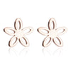 Women's Hollow Flower Cartilage Stud Earrings Electroplated Stainless Steel Floral Ear Piercing Jewelry