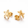 Women's Hollow Flower Cartilage Stud Earrings Electroplated Stainless Steel Floral Ear Piercing Jewelry