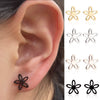 Women's Hollow Flower Cartilage Stud Earrings Electroplated Stainless Steel Floral Ear Piercing Jewelry