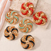 Women's Hollow Flower Open Earrings With Enamel Drip Glaze Iron Design And Stainless Steel Ear Needles Fashion Statement Jewelry