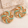 Women's Hollow Flower Open Earrings With Enamel Drip Glaze Iron Design And Stainless Steel Ear Needles Fashion Statement Jewelry