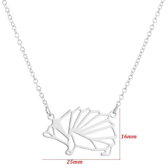 Women's Hollow Geometric Origami Animal Pendant Necklace In Stainless Steel With Electroplated Finish