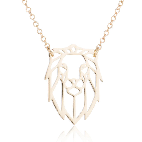 Women's Hollow Geometric Origami Animal Pendant Necklace In Stainless Steel With Electroplated Finish