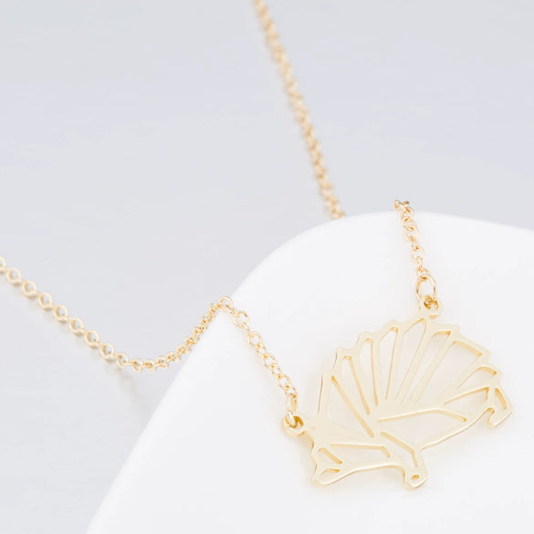 Women's Hollow Geometric Origami Animal Pendant Necklace In Stainless Steel With Electroplated Finish