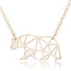 Women's Hollow Geometric Origami Animal Pendant Necklace In Stainless Steel With Electroplated Finish