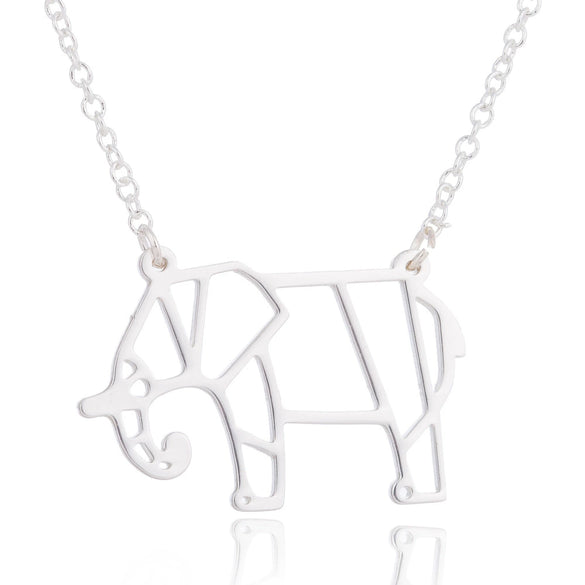 Women's Hollow Geometric Origami Animal Pendant Necklace In Stainless Steel With Electroplated Finish