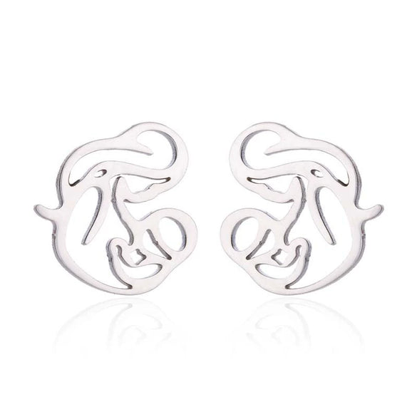 Women's Hollow Out Mother And Children Cartoon Stud Earrings Stainless Steel Electroplated Jewelry Mother's Day Gift Wholesale