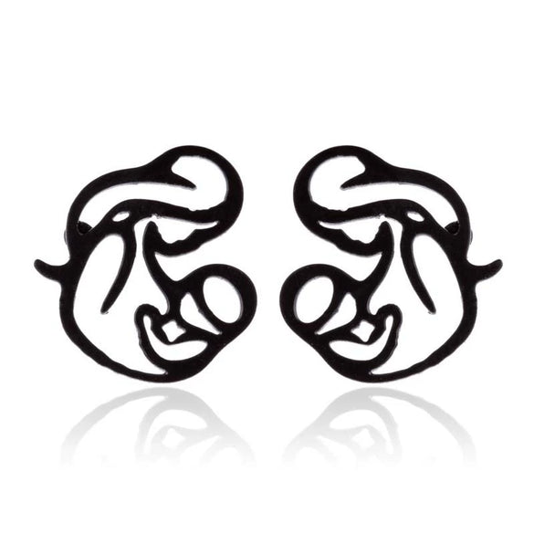 Women's Hollow Out Mother And Children Cartoon Stud Earrings Stainless Steel Electroplated Jewelry Mother's Day Gift Wholesale