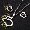 Women's Hollow Rabbit Necklace And Earrings Set Stainless Steel Electroplated Animal Jewelry Three Piece Set