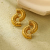 Women's Hollow Threaded Stainless Steel Geometric U Shape Electroplated Earrings