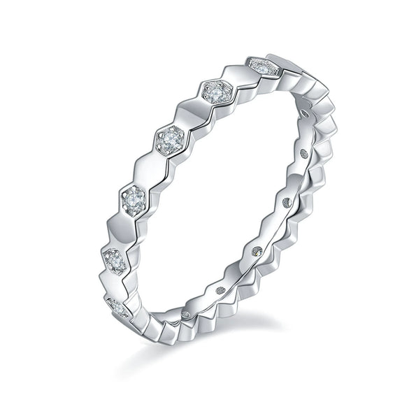 Women's Honeycomb Moissanite 225 Sterling Silver Geometric Style Ring