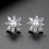 Women's Horseeye Zircon And Crystal Pearl Earrings Geometric Electroplated Copper Fashion Jewelry
