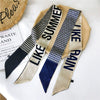 Women's Houndstooth Letter Print Silk Feel Long Ribbon Scarf Thin Narrow Decorative Tie For Spring Autumn And Summer