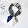 Women's Houndstooth Letter Print Silk Feel Long Ribbon Scarf Thin Narrow Decorative Tie For Spring Autumn And Summer