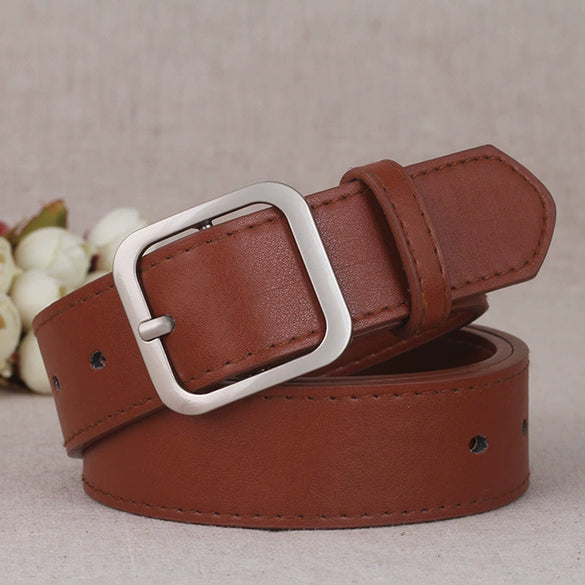 Women’s Imitation Leather Belt With Alloy Pin Buckle Simple Versatile Fashion Decorative Waist Belt For Pants