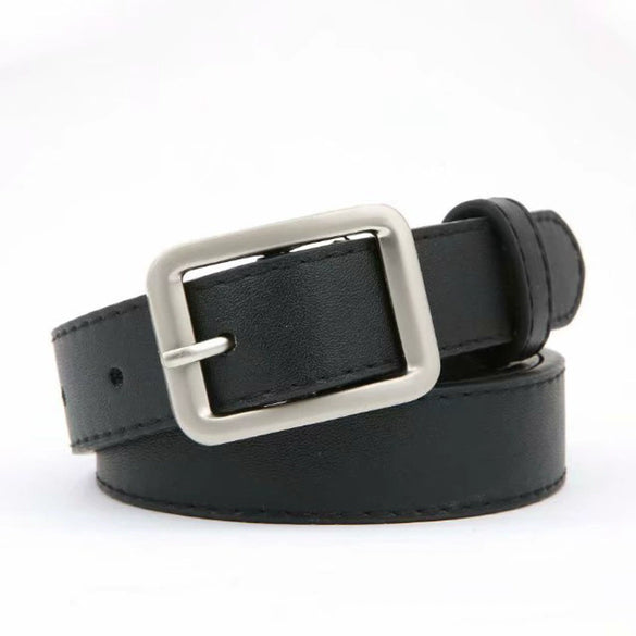 Women's Imitation Leather Belt With Rectangular Alloy Pin Buckle Handmade Plain Weave Casual Versatile Pants Belt