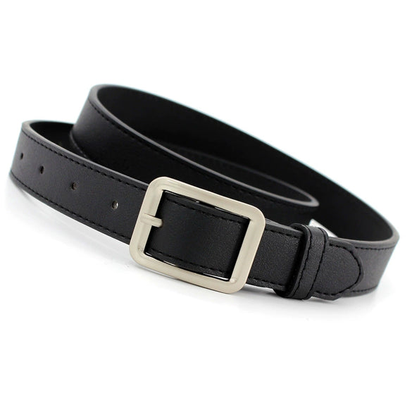 Women's Imitation Leather Wide Belt With Alloy Buckle Electroplated Geometric Style Fashion Versatile Thin Belt
