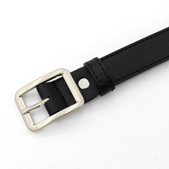 Women's Imitation Leather Wide Belt With Alloy Buckle Electroplated Geometric Style Fashion Versatile Thin Belt