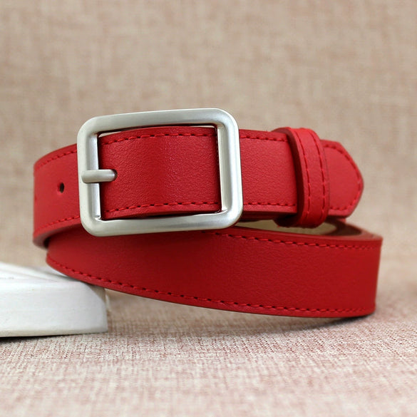 Women's Imitation Leather Wide Belt With Alloy Buckle Electroplated Geometric Style Fashion Versatile Thin Belt