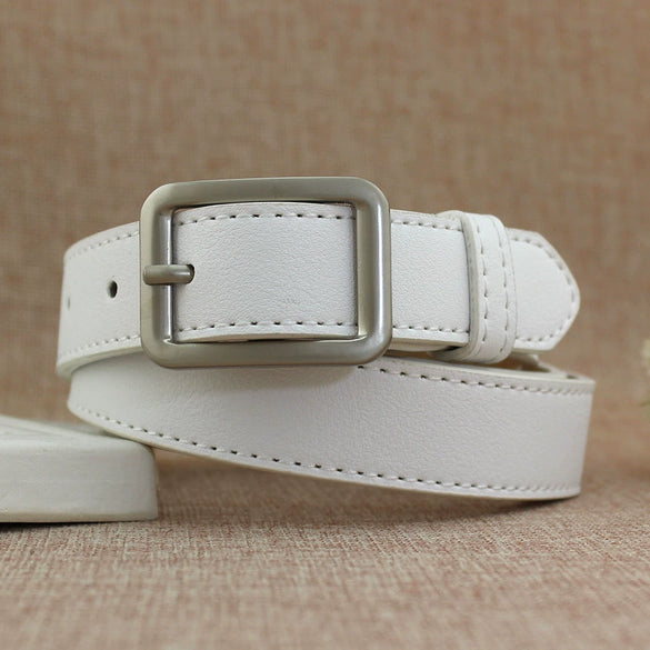 Women's Imitation Leather Wide Belt With Alloy Buckle Electroplated Geometric Style Fashion Versatile Thin Belt