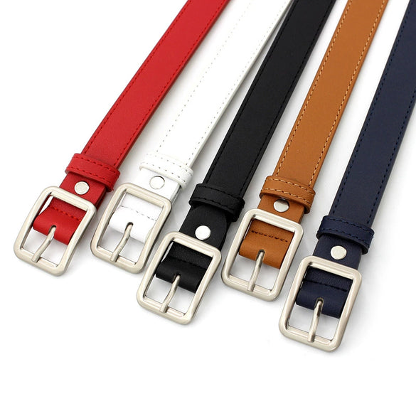 Women's Imitation Leather Wide Belt With Alloy Buckle Electroplated Geometric Style Fashion Versatile Thin Belt