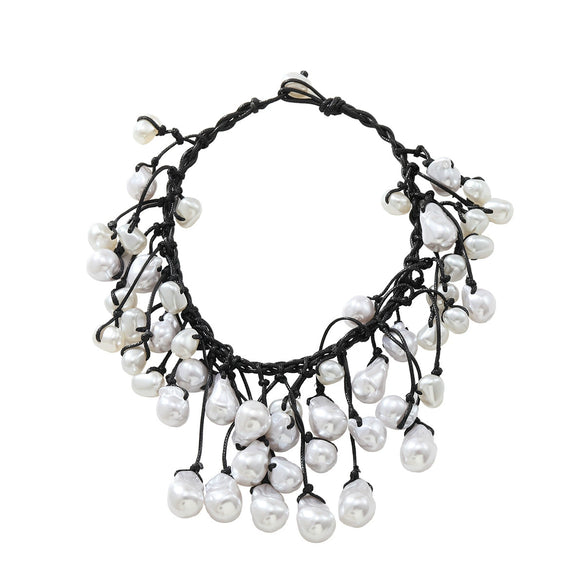Women's Imitation Pearl Geometric Multilayer Handmade Necklace Choker Clavicle Chain