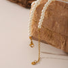 Women's Imitation Pearl Heart Pendant Necklace With Geometric Design And Electroplating